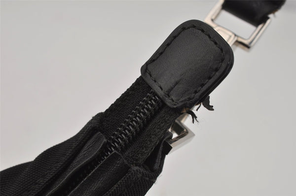 Authentic GUCCI Vintage Shoulder Hand Bag Purse Nylon Leather Black 1734J