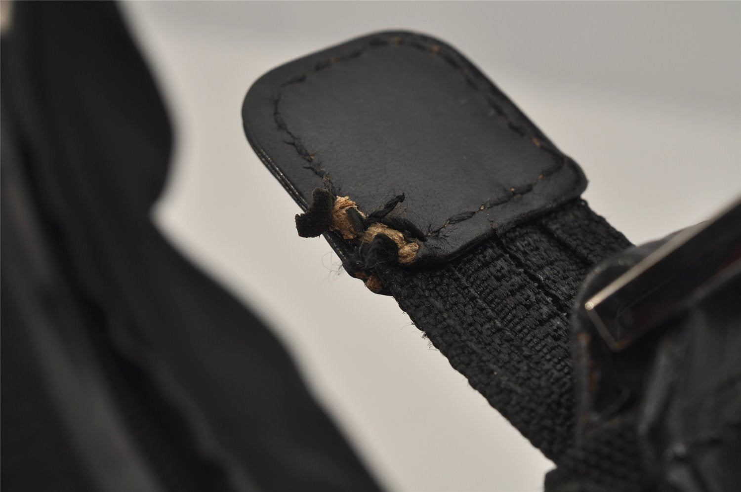 Authentic GUCCI Vintage Shoulder Hand Bag Purse Nylon Leather Black 1734J