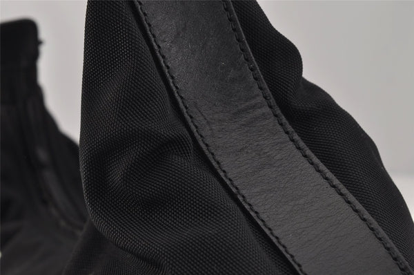 Authentic GUCCI Vintage Shoulder Hand Bag Purse Nylon Leather Black 1734J