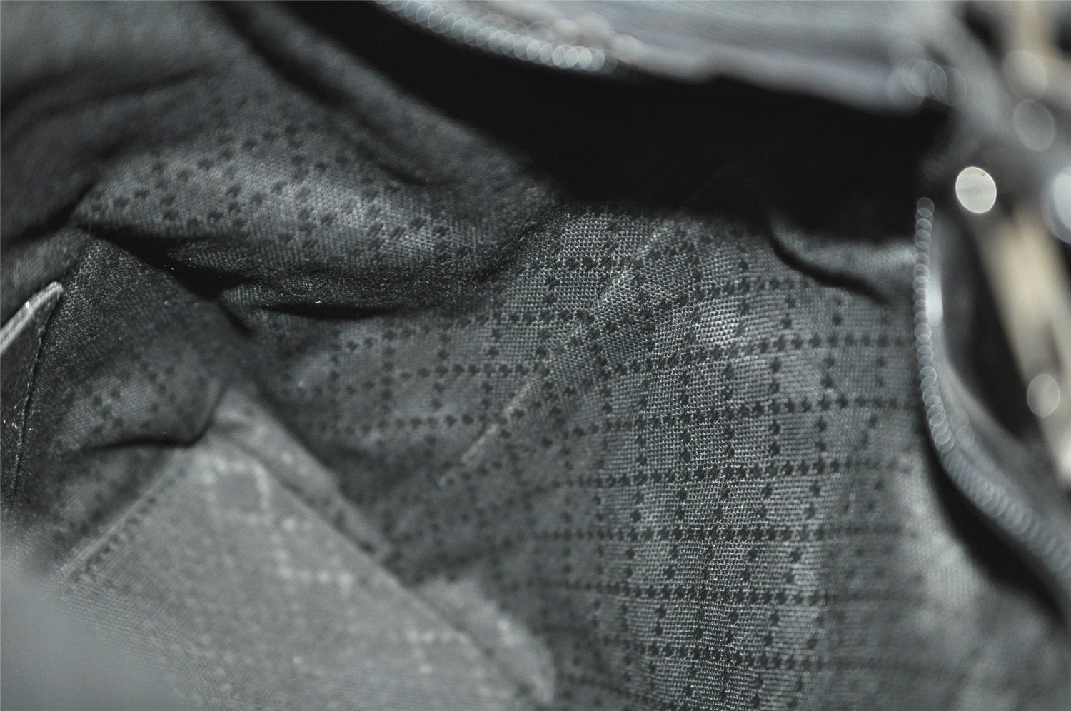 Authentic GUCCI Vintage Shoulder Hand Bag Purse Nylon Leather Black 1734J