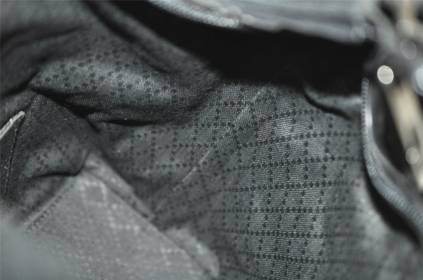 Authentic GUCCI Vintage Shoulder Hand Bag Purse Nylon Leather Black 1734J