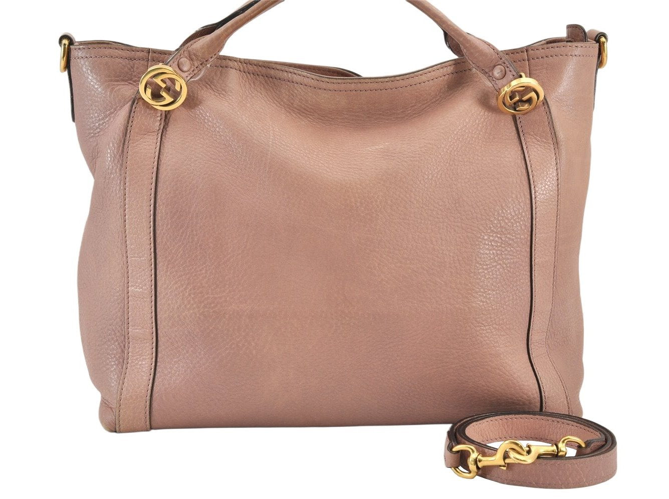 Authentic GUCCI Vintage Miss GG 2Way Shoulder Tote Bag Leather 323675 Pink 1734K