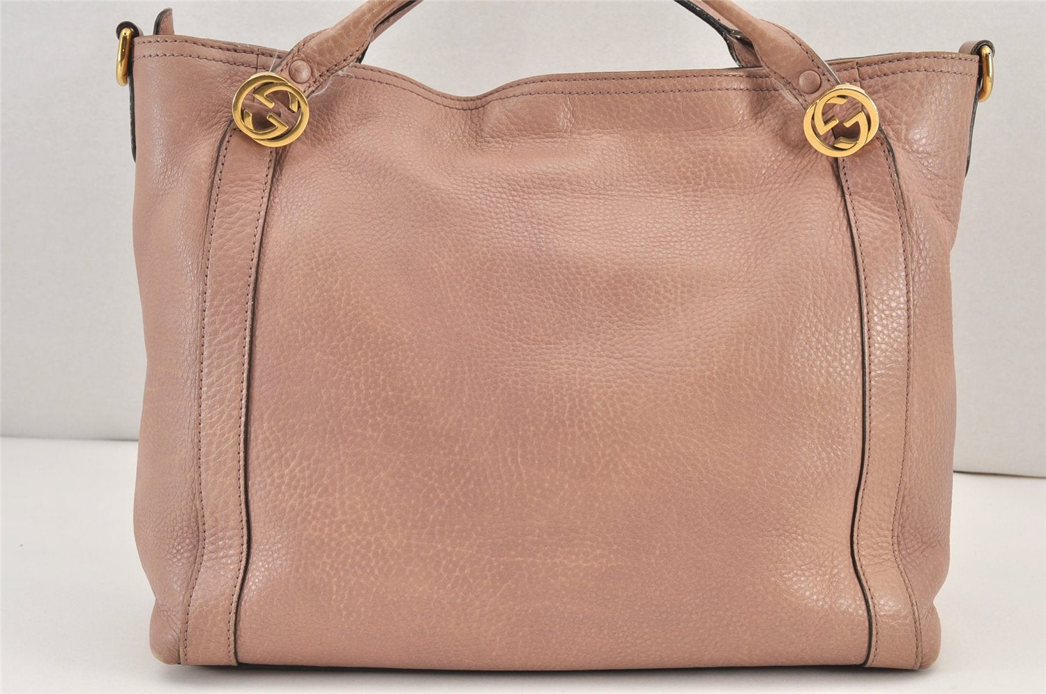 Authentic GUCCI Vintage Miss GG 2Way Shoulder Tote Bag Leather 323675 Pink 1734K