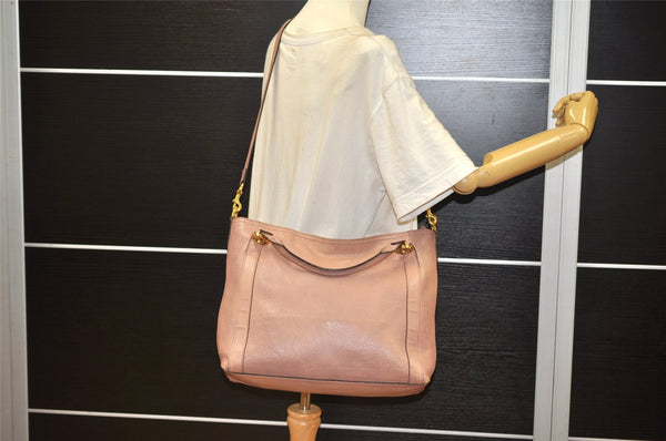 Authentic GUCCI Vintage Miss GG 2Way Shoulder Tote Bag Leather 323675 Pink 1734K