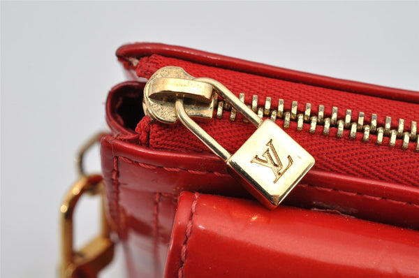 Authentic Louis Vuitton Vernis Mott Shoulder Hand Bag Purse Red M91137 LV 1735K