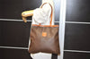Authentic CELINE Macadam Blason Shoulder Tote Bag PVC Leather Brown 1737I