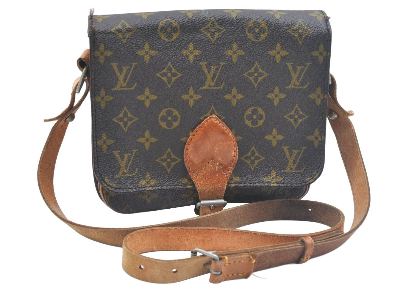 Authentic Louis Vuitton Monogram Cartouchiere MM Shoulder Bag Old Model 1739J