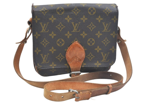 Authentic Louis Vuitton Monogram Cartouchiere MM Shoulder Bag Old Model 1739J