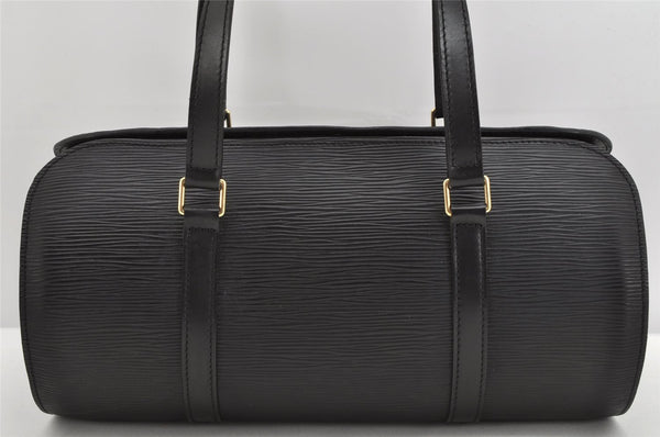 Authentic Louis Vuitton Epi Soufflot Black Hand Bag M52222 LV 1740K