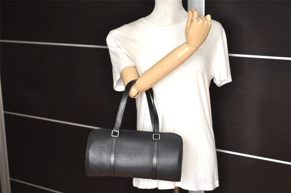 Authentic Louis Vuitton Epi Soufflot Black Hand Bag M52222 LV 1740K