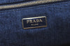 Authentic PRADA Vintage Canapa L Canvas Tote Hand Bag Denim Blue 1742J