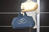 Authentic PRADA Vintage Canapa L Canvas Tote Hand Bag Denim Blue 1742J