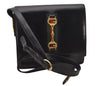 Authentic GUCCI Web Sherry Line Horsebit Shoulder Bag Leather Black Junk 1747J