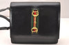 Authentic GUCCI Web Sherry Line Horsebit Shoulder Bag Leather Black Junk 1747J