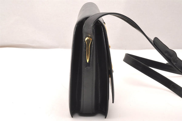 Authentic GUCCI Web Sherry Line Horsebit Shoulder Bag Leather Black Junk 1747J