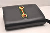 Authentic GUCCI Web Sherry Line Horsebit Shoulder Bag Leather Black Junk 1747J