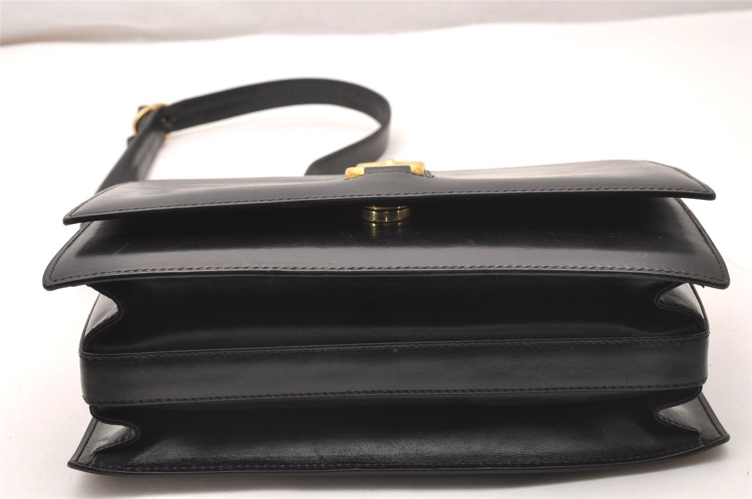 Authentic GUCCI Web Sherry Line Horsebit Shoulder Bag Leather Black Junk 1747J