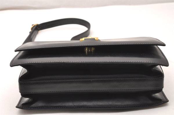 Authentic GUCCI Web Sherry Line Horsebit Shoulder Bag Leather Black Junk 1747J