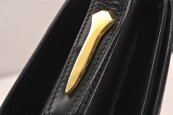 Authentic GUCCI Web Sherry Line Horsebit Shoulder Bag Leather Black Junk 1747J