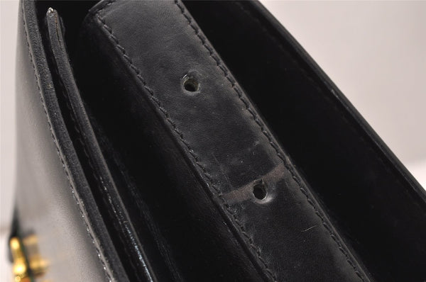 Authentic GUCCI Web Sherry Line Horsebit Shoulder Bag Leather Black Junk 1747J