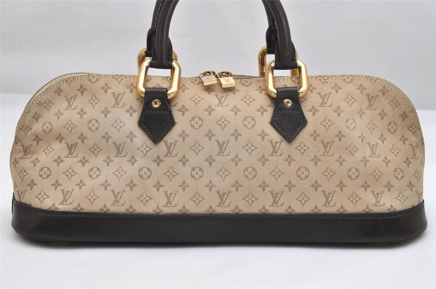 Auth Louis Vuitton Monogram Mini Alma Ron Hand Bag Khaki Beige M92206 LV 1748K