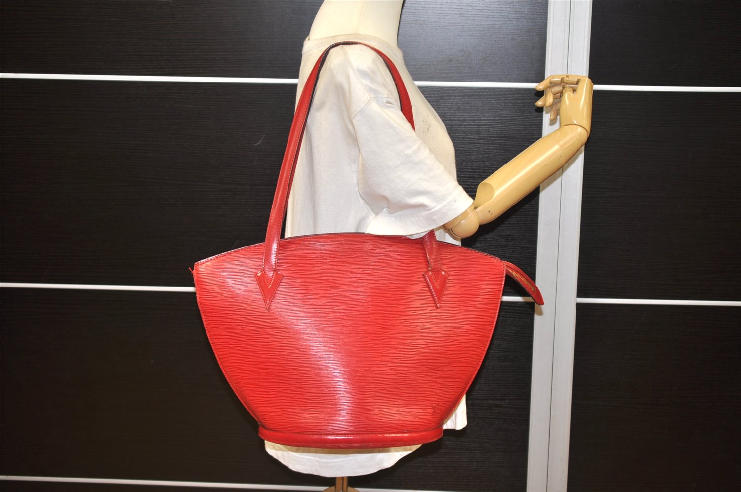 Auth Louis Vuitton Epi Saint Jacques Shopping Shoulder Bag Red M52267 LV 1749K