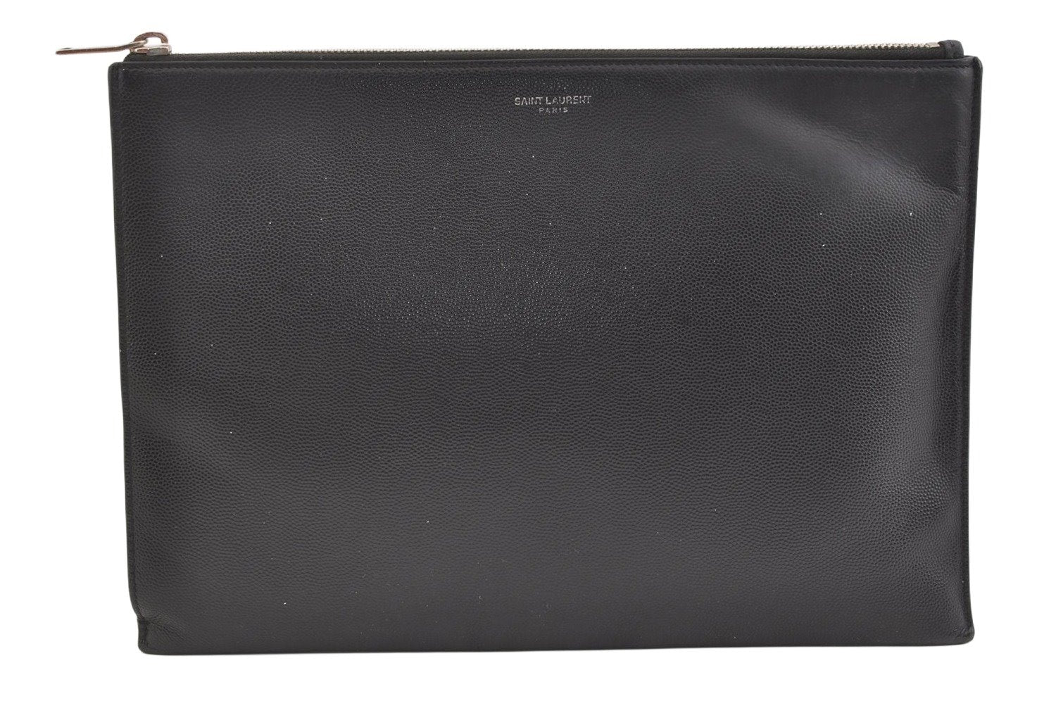 Authentic SAINT LAURENT Clutch Bag Pouch Leather Black ALM397294 YSL 1756K