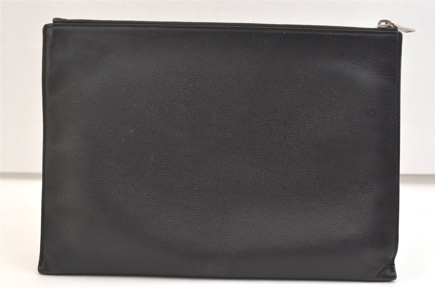 Authentic SAINT LAURENT Clutch Bag Pouch Leather Black ALM397294 YSL 1756K