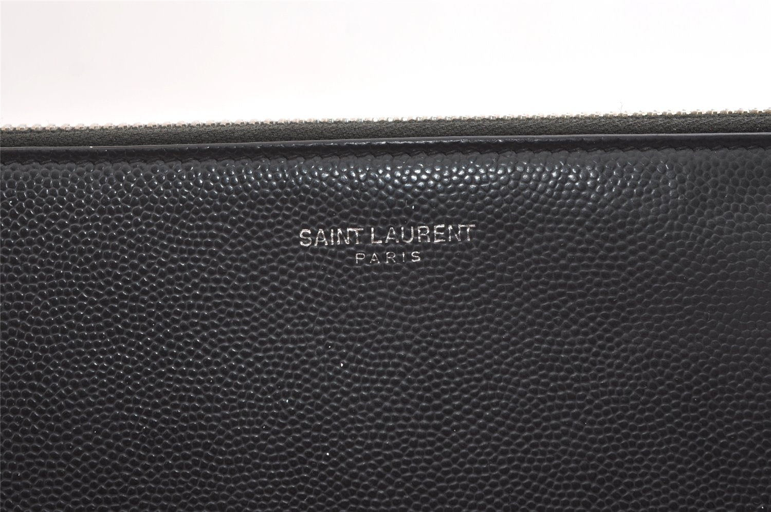 Authentic SAINT LAURENT Clutch Bag Pouch Leather Black ALM397294 YSL 1756K