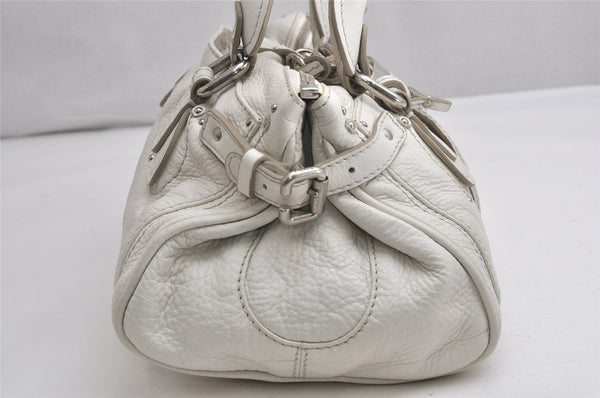 Authentic Chloe Vintage Paddington Leather Shoulder Hand Bag White 1757K