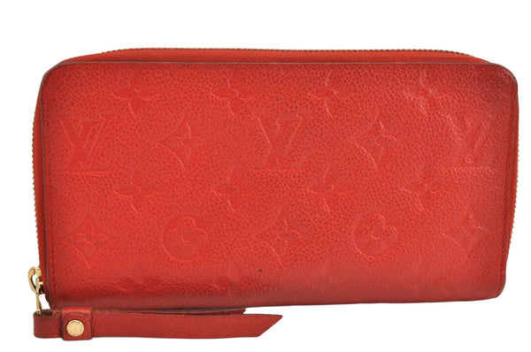 Auth Louis Vuitton Monogram Empreinte Portefeuille Secret Long Wallet Red 1758K