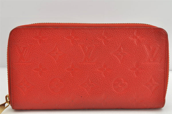 Auth Louis Vuitton Monogram Empreinte Portefeuille Secret Long Wallet Red 1758K