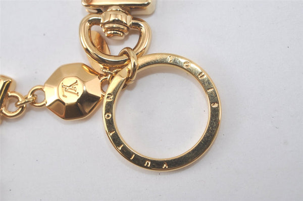 Authentic Louis Vuitton Porte Cles LV Facet Charm Key Ring Gold M65216 Box 1758L