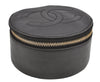 Authentic CHANEL Vintage Caviar Skin CC Logo Cosmetic Pouch Purse Black 1759K