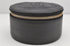 Authentic CHANEL Vintage Caviar Skin CC Logo Cosmetic Pouch Purse Black 1759K