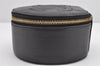 Authentic CHANEL Vintage Caviar Skin CC Logo Cosmetic Pouch Purse Black 1759K