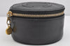Authentic CHANEL Vintage Caviar Skin CC Logo Cosmetic Pouch Purse Black 1759K