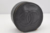 Authentic CHANEL Vintage Caviar Skin CC Logo Cosmetic Pouch Purse Black 1759K