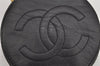 Authentic CHANEL Vintage Caviar Skin CC Logo Cosmetic Pouch Purse Black 1759K