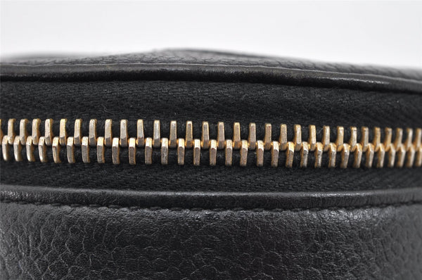 Authentic CHANEL Vintage Caviar Skin CC Logo Cosmetic Pouch Purse Black 1759K
