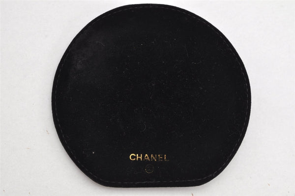 Authentic CHANEL Vintage Caviar Skin CC Logo Cosmetic Pouch Purse Black 1759K