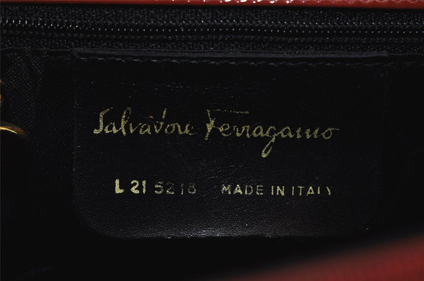 Authentic Salvatore Ferragamo Vara Ribbon Leather Canvas 2Way Hand Bag Red 1760I