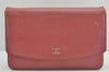 Authentic CHANEL Caviar Skin CC Logo Chain Shoulder Long Wallet Purse Pink 1761K