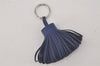 Authentic HERMES Tassel Carmen Key Ring Bag Charm Leather Blue Box 1761L