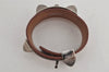 Authentic HERMES Collier de Chien Bangle Bracelet Leather Brown Silver 1762K