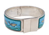 Authentic HERMES Email GM Bangle Dolphin Motif Silver Blue 1763K