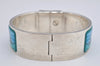 Authentic HERMES Email GM Bangle Dolphin Motif Silver Blue 1763K