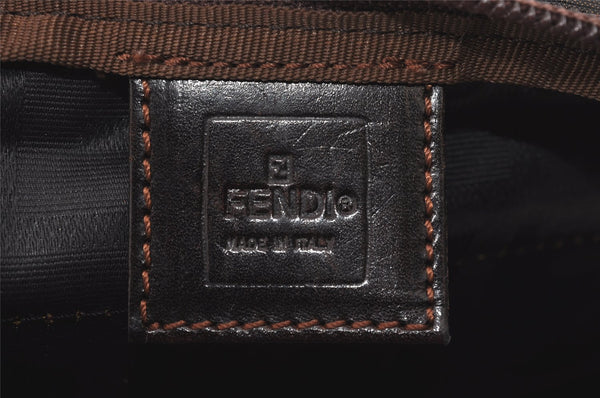 Authentic FENDI Zucca Folding Tote Hand Bag Purse Nylon Leather Brown 1764I