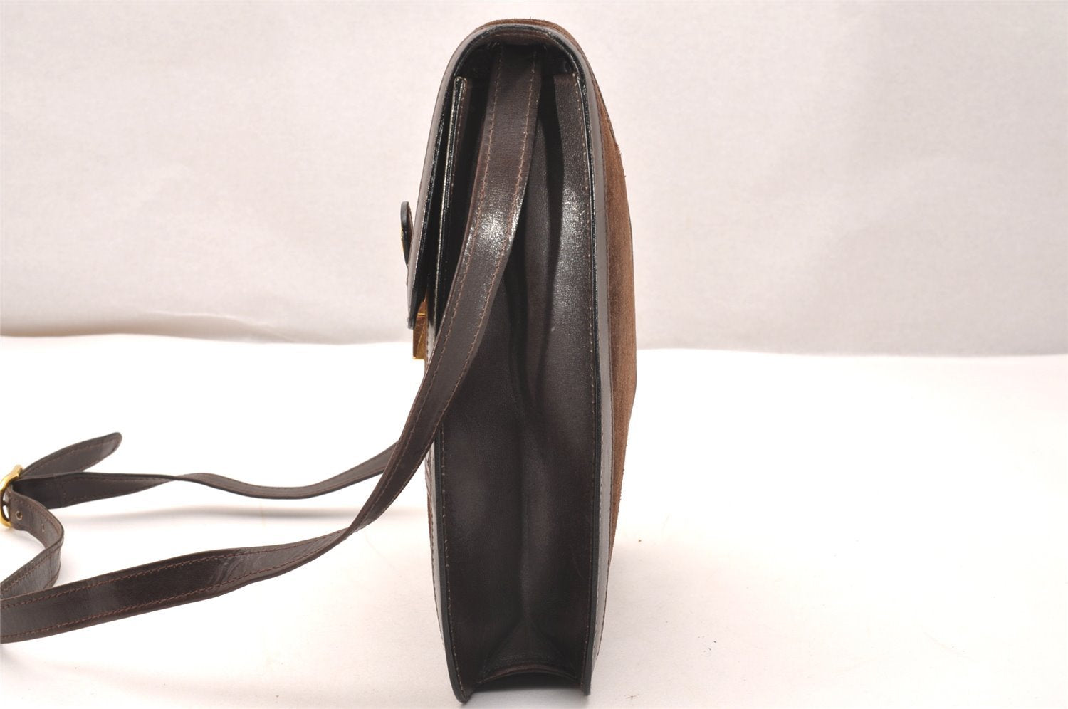Authentic GUCCI Web Sherry Line Shoulder Bag Purse Suede Leather Brown 1764J