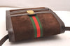 Authentic GUCCI Web Sherry Line Shoulder Bag Purse Suede Leather Brown 1764J